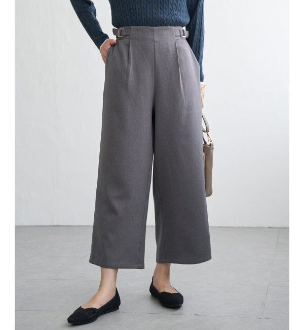 ikka「ツイルサイドベルトワイドパンツ」|その他|