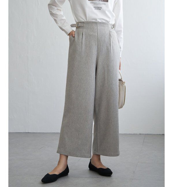 ikka「ツイルサイドベルトワイドパンツ」|その他|ブラウン