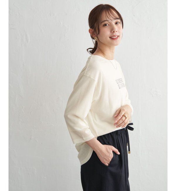 ikka「【雑誌InRed5月号掲載】シア－ロゴプリント 7分袖プルオーバーセット【2点セット】」|Tシャツ・カットソー|