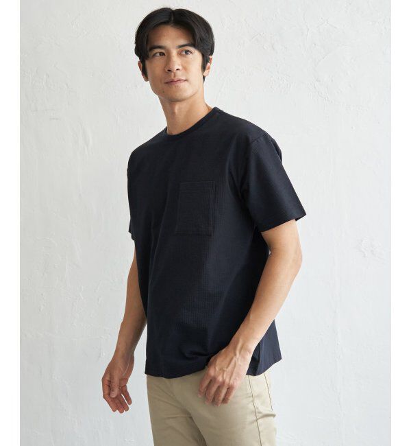 ikka「冷感DRYサッカーポケットTシャツ」|Tシャツ・カットソー|