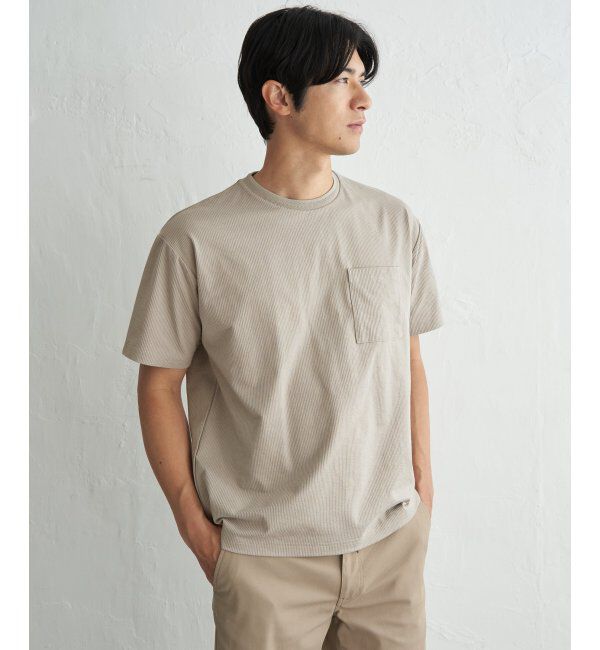 ikka「冷感DRYサッカーポケットTシャツ」|Tシャツ・カットソー|ベージュ