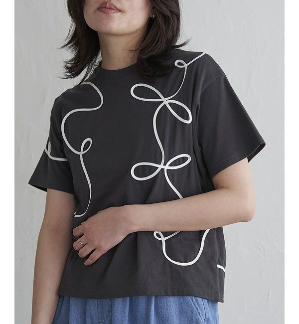 VENCE share style「コード刺繍Tシャツ」|Tシャツ・カットソー|チャコール