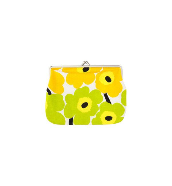 Marimekko「Unikko / Puolikas kukkaro がま口ポーチ」|ポーチ|ホワイト&times;イエロー