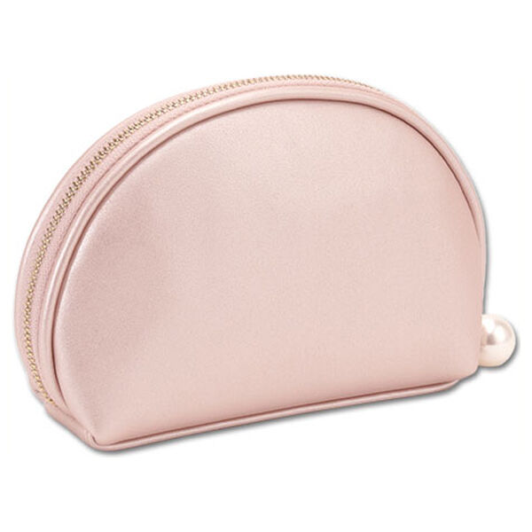  「マリークヮント エンボスデイジーパール ラウンドポーチ パールピンク 本体 (H10.5&times;W16&times;D4.5cm)」|コスメ雑貨|