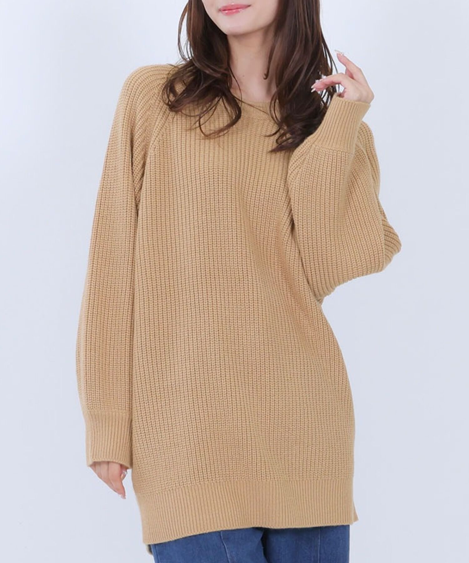 MARY QUANT「畦編みイージーニット プルオーバー」|ニット・セーター|キャメル