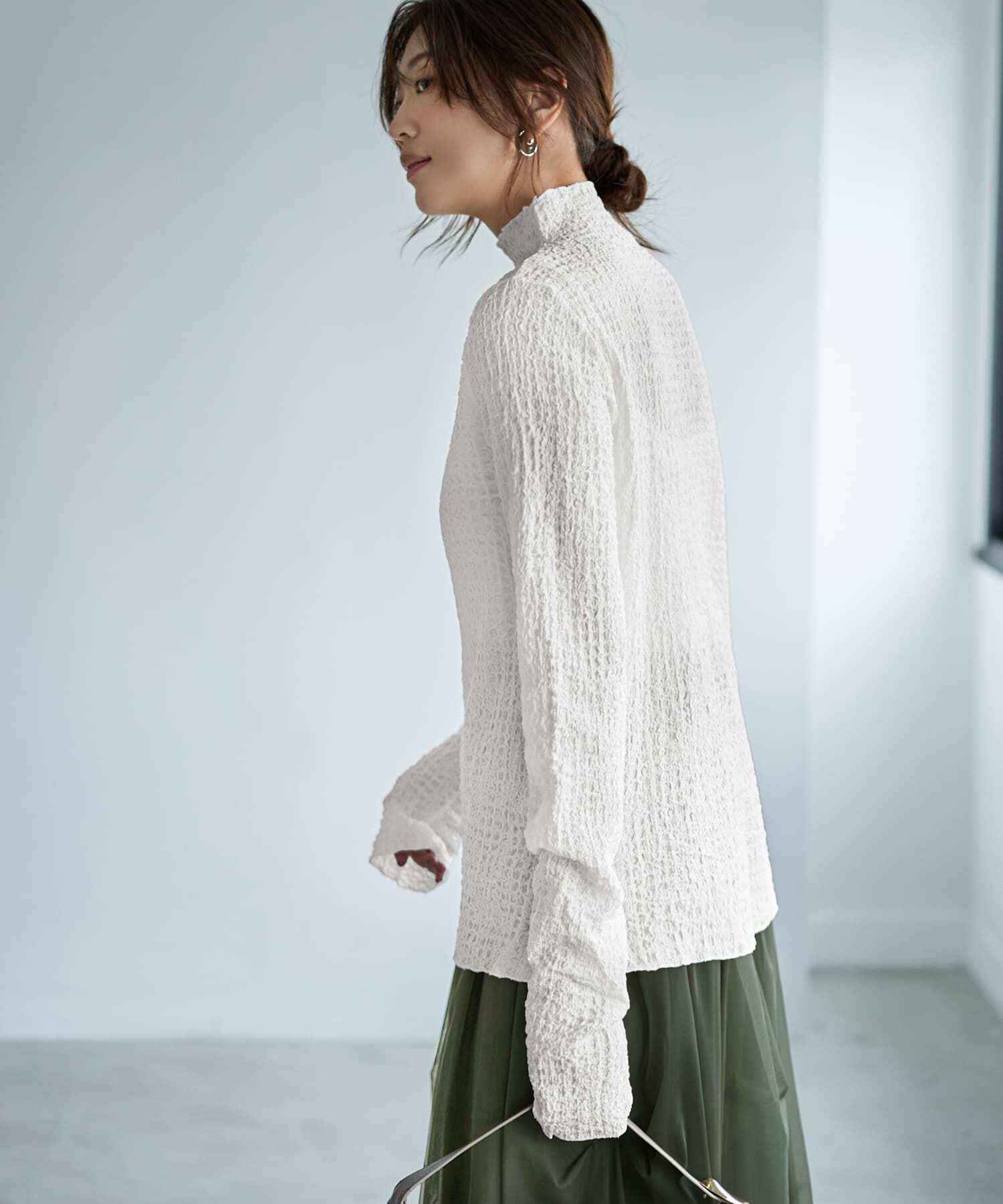 STYLE DELI「バブルシャーリングボトルネックトップス」|Tシャツ・カットソー|