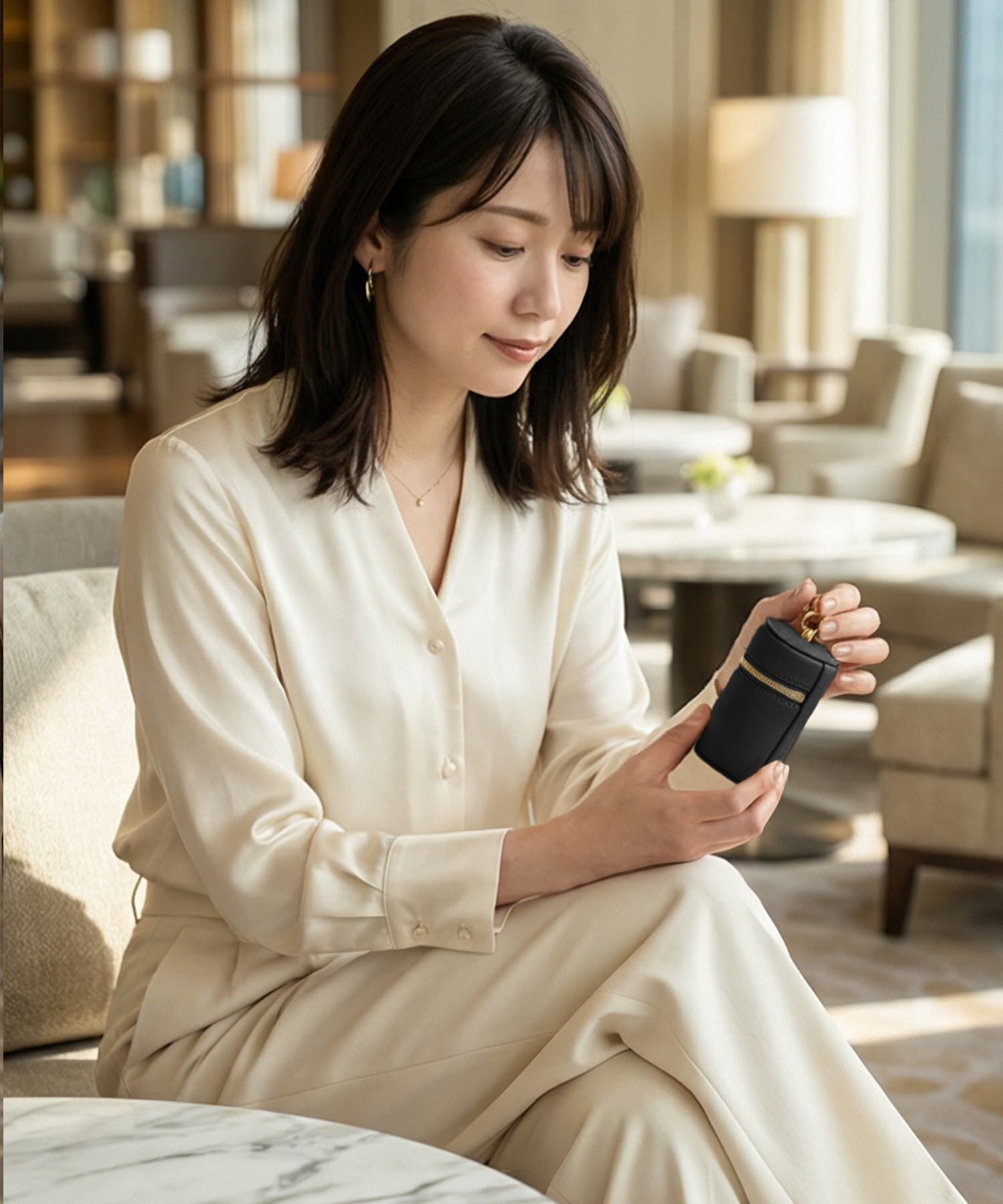 STYLE DELI「【DELI by】ラウンドシェイプ・リアルレザーリップホルダー」|ポーチ|