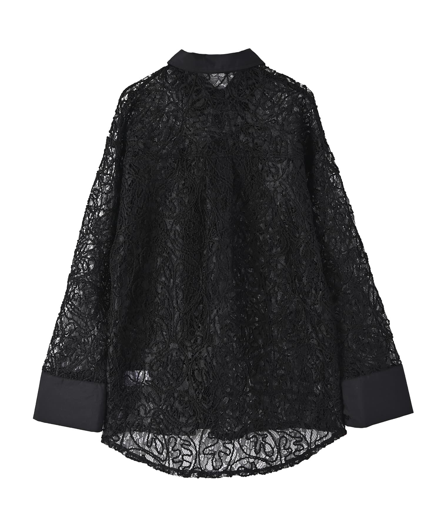 STYLE DELI「【BLK001】刺繍レースオーバーサイズシャツ」|シャツ・ブラウス|