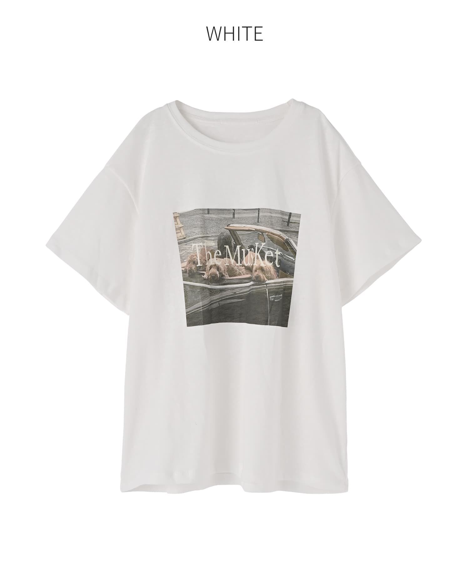 STYLE DELI「【LUXE】dogsフォトプリントさら編みTシャツ」|Tシャツ・カットソー|