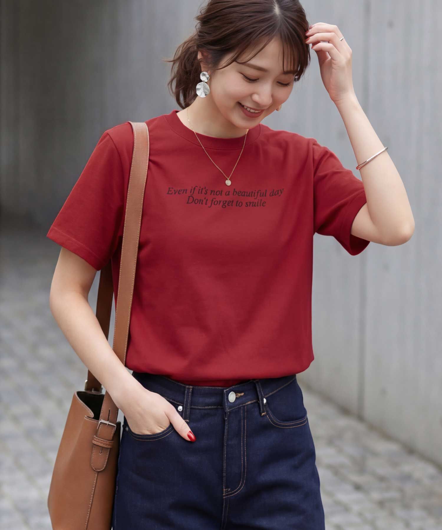 STYLE DELI「スモールメッセージロゴTシャツ」|Tシャツ・カットソー|レッド