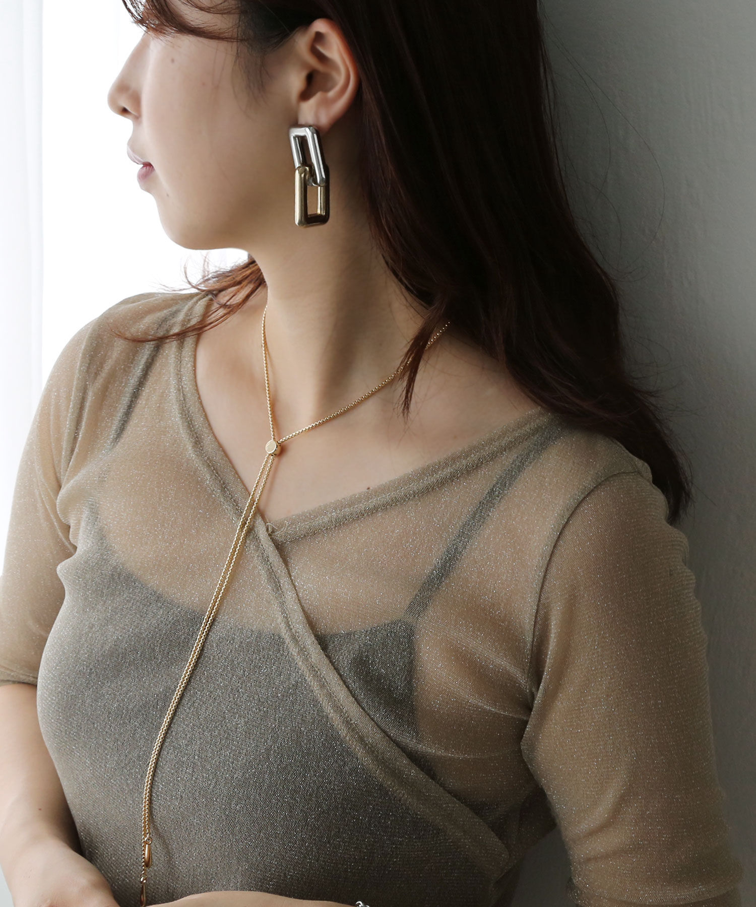  「ポイントトップ チェーンループタイ/ロングネックレス」|ネックレス|