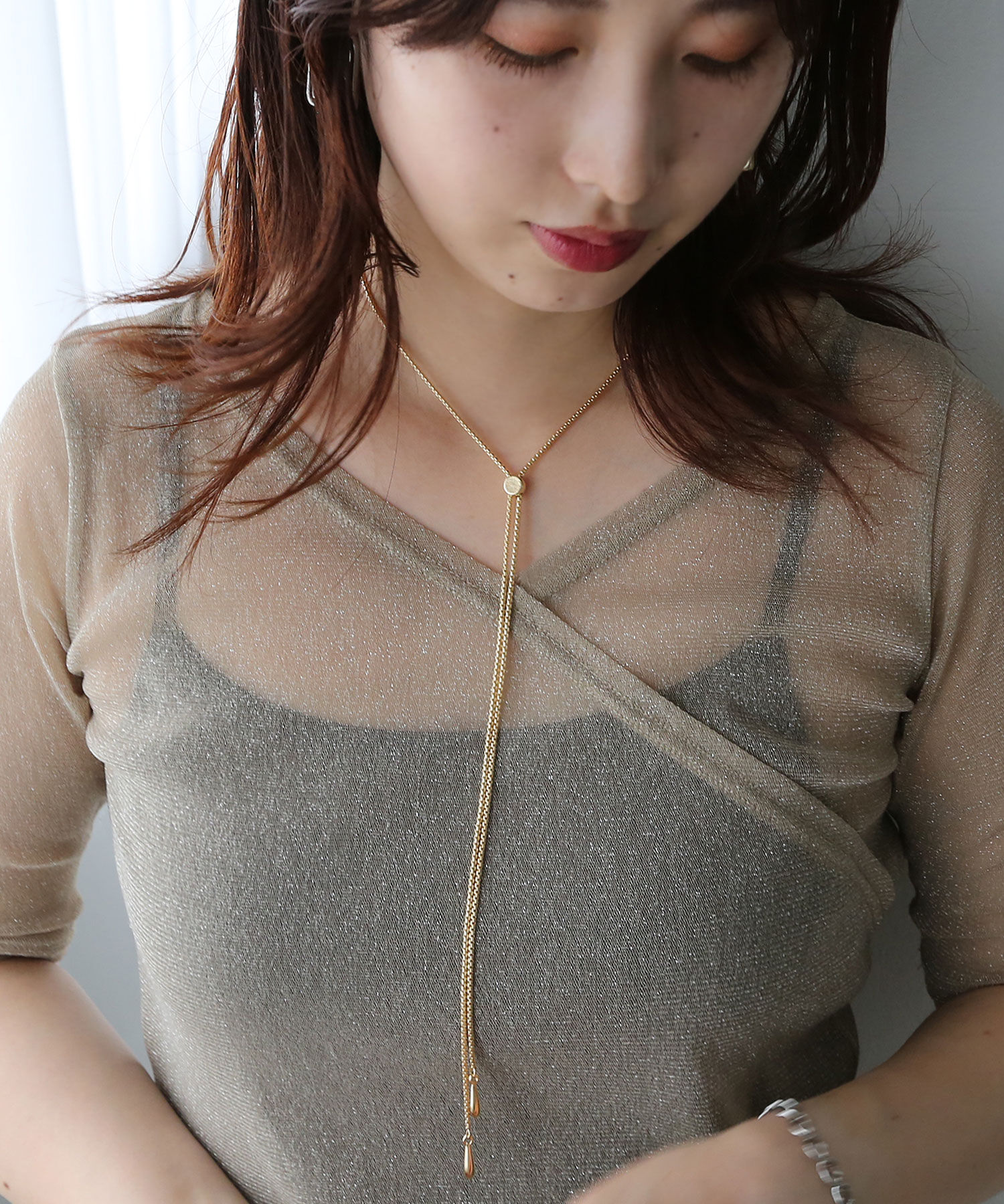  「ポイントトップ チェーンループタイ/ロングネックレス」|ネックレス|