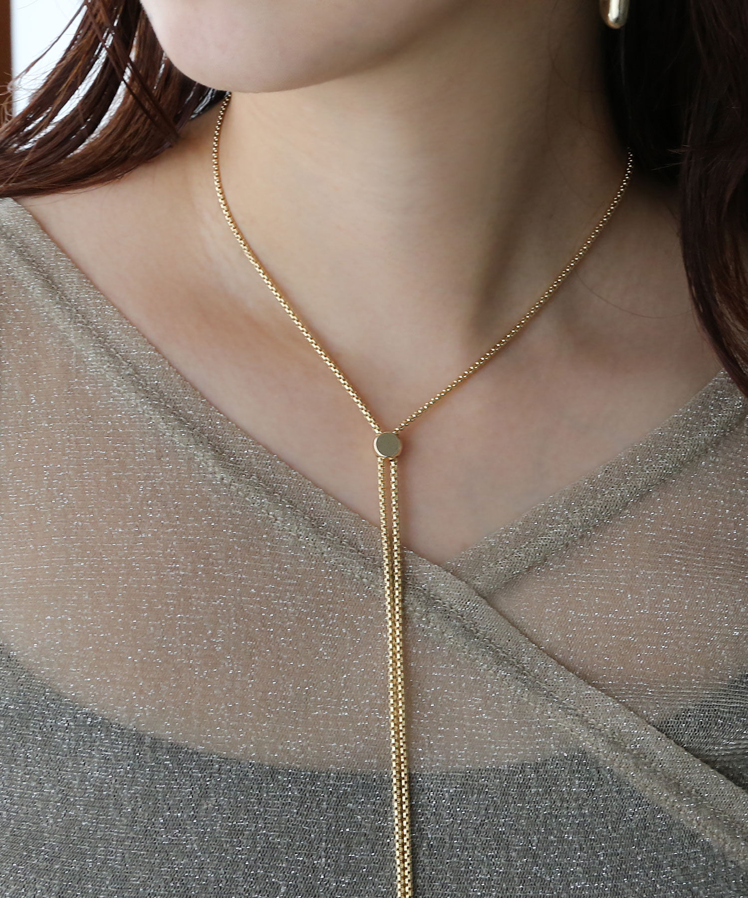  「ポイントトップ チェーンループタイ/ロングネックレス」|ネックレス|