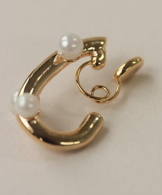 NOIR DE POUPEE「Bubbloop U字3粒パールイヤリング　ノンホールピアス」|イヤリング|