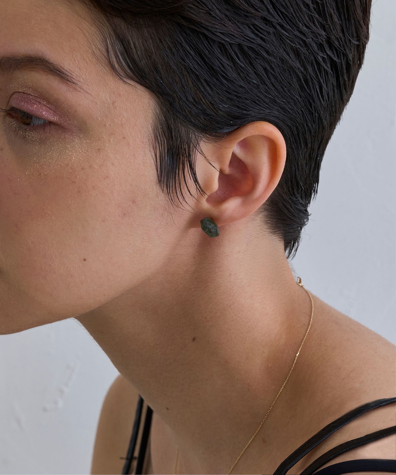 JUPITER「【K10】天然石アンカットピアス/片耳　グリーンアパタイト」|ピアス|