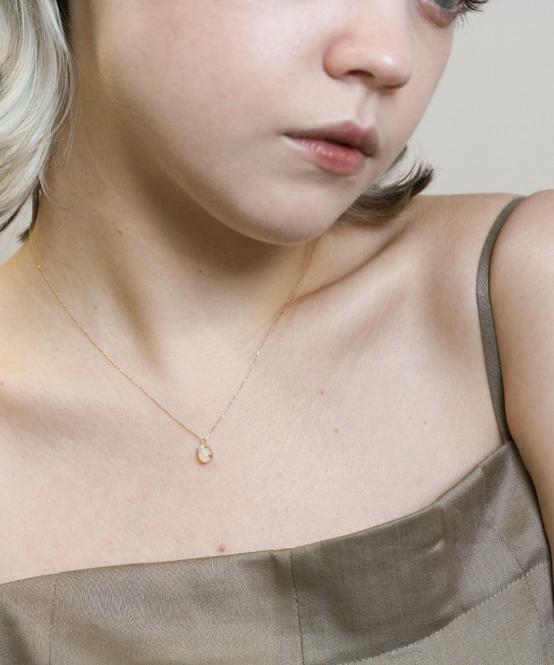  「オパール ペアシェイプ ネックレス | K10YG」|ネックレス|