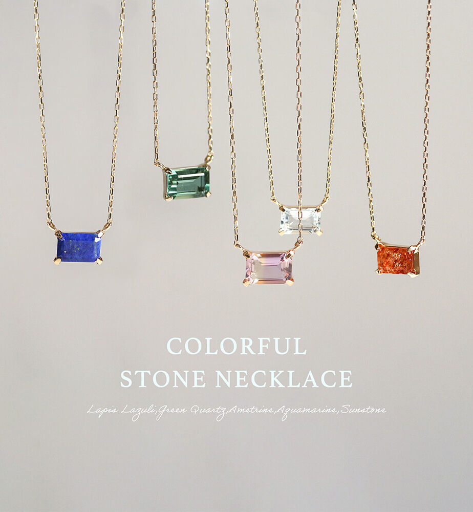  「カラーストーン ネックレス | K10YG」|ネックレス|ホワイト