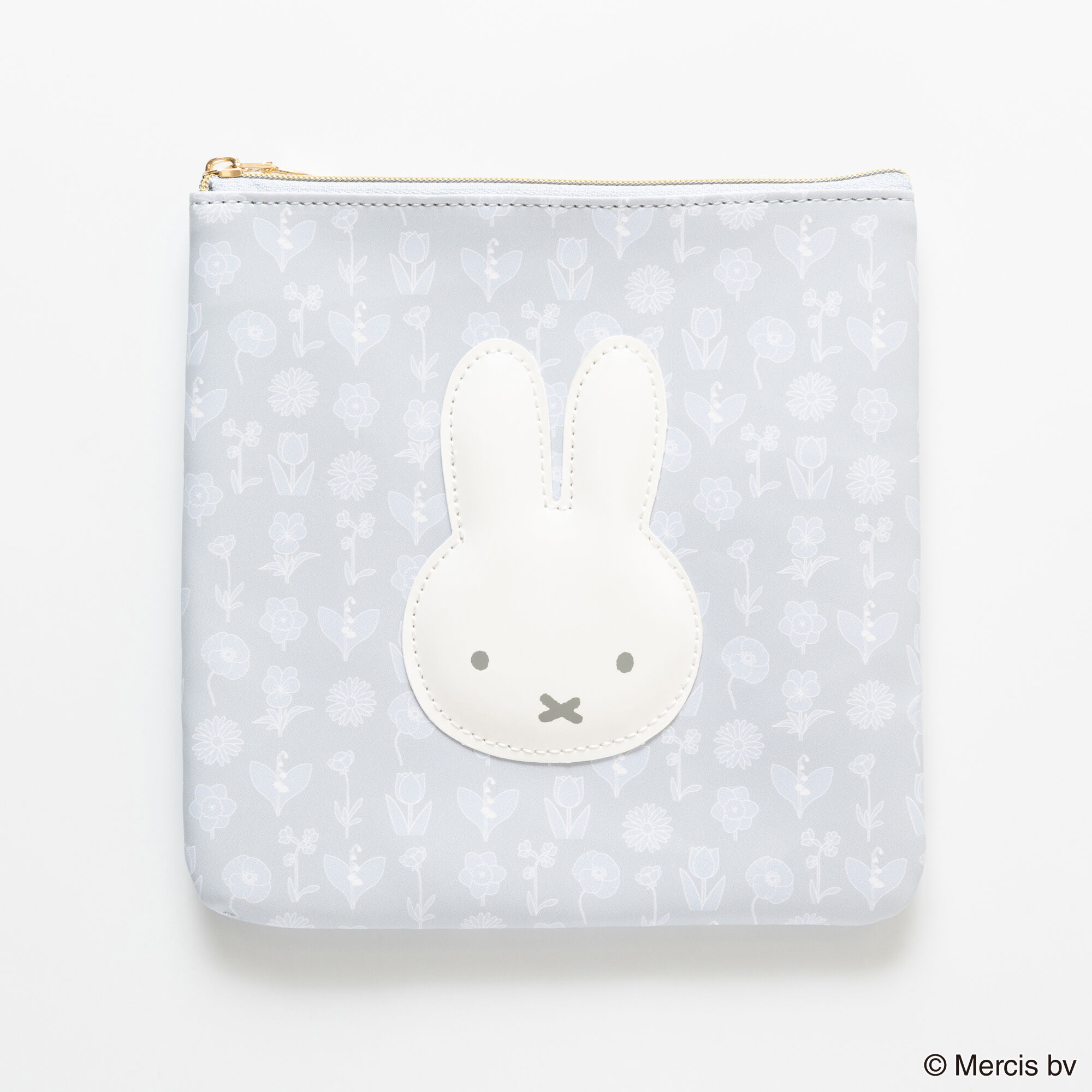  「MIFFY FLOWER APPLIQUE フラットポーチ」|ポーチ|GRY