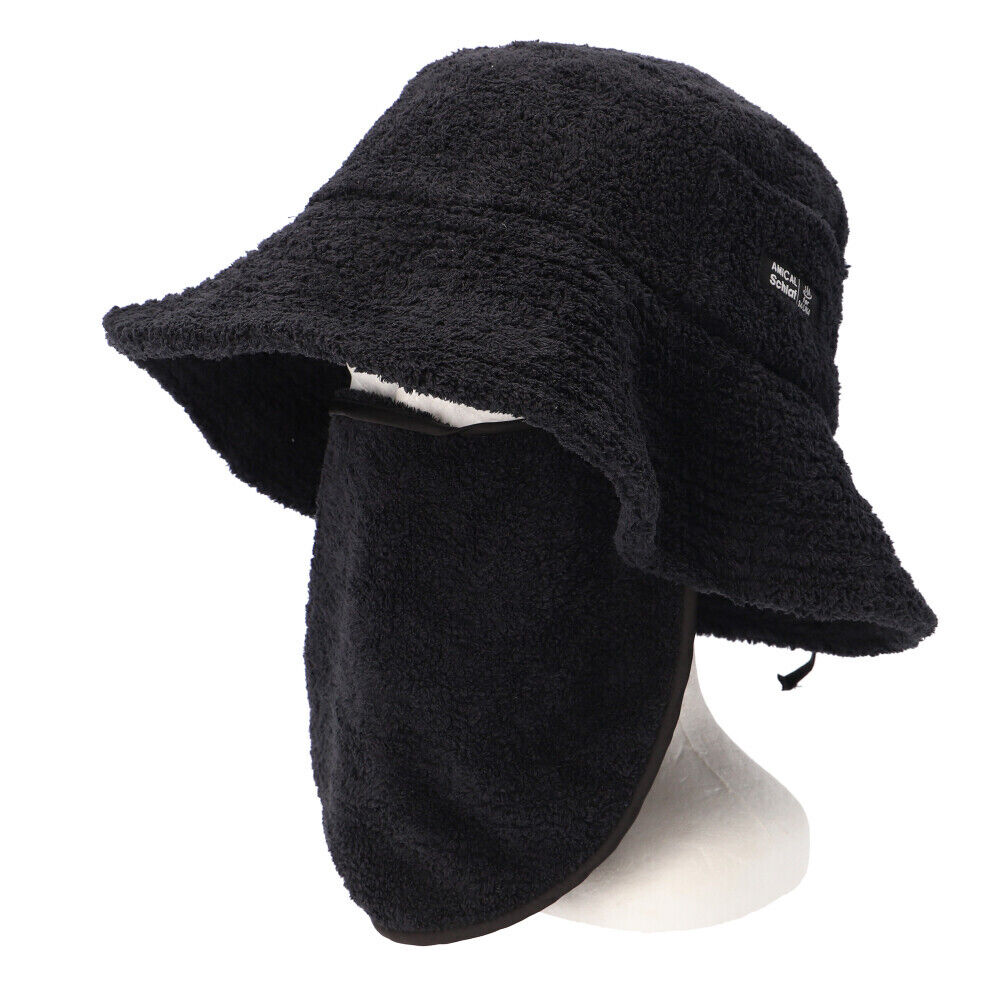 BACKYARD FAMILY「サウナハット マスク付 通販 サウナ帽子 サウナキャップ サウナ ハット キャップ 帽子 パイル地」|タオル|ブラック1