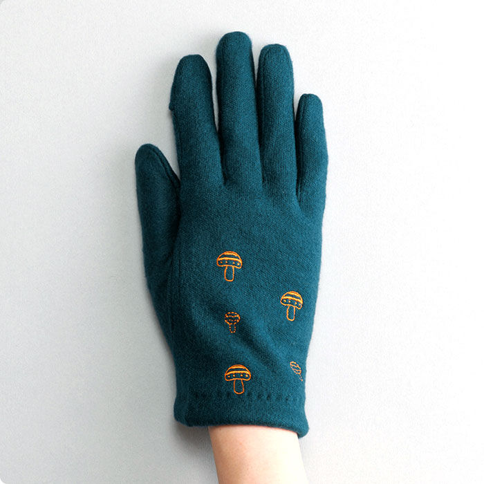 BACKYARD FAMILY「クロダ 手袋 レディース 通販 グローブ 手ぶくろ 暖かい かわいい 可愛い きのこ 刺繍 通勤」|手袋|