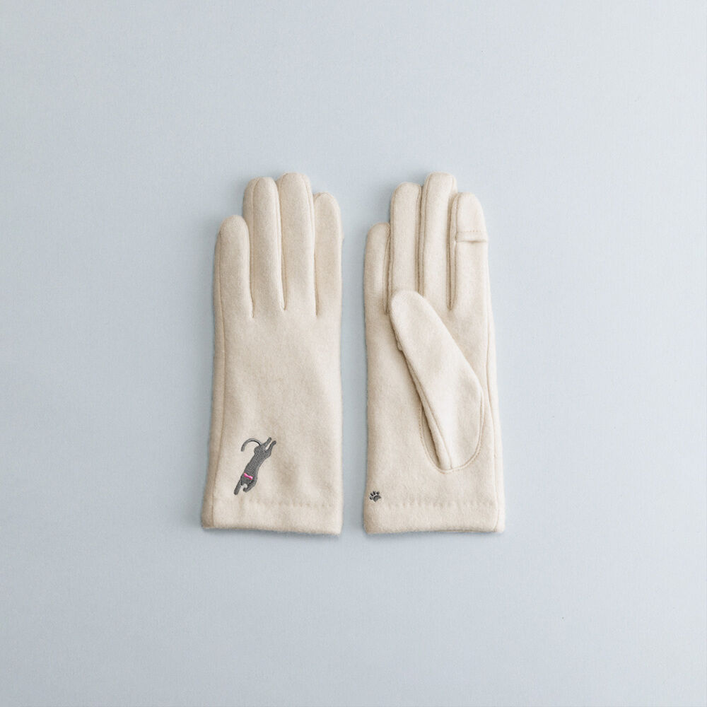 BACKYARD FAMILY「クロダ 手袋 レディース 通販 グローブ 手ぶくろ 暖かい かわいい ねこ 可愛い おひるねねこ」|手袋|ホワイト1