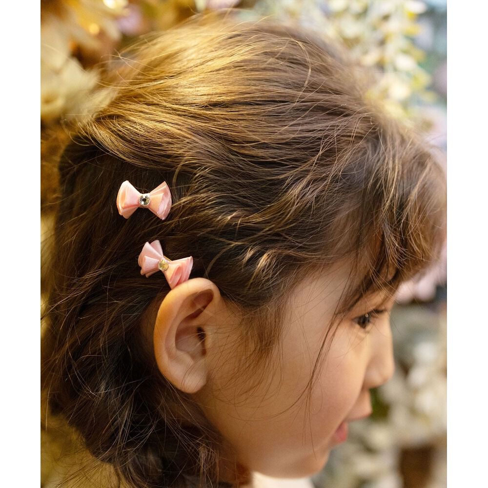 BACKYARD FAMILY「Rora ヘアクリップ キッズ 2個セット 通販 メロディア ミニ ラインストーン ヘアークリップ」|その他|ピンク1