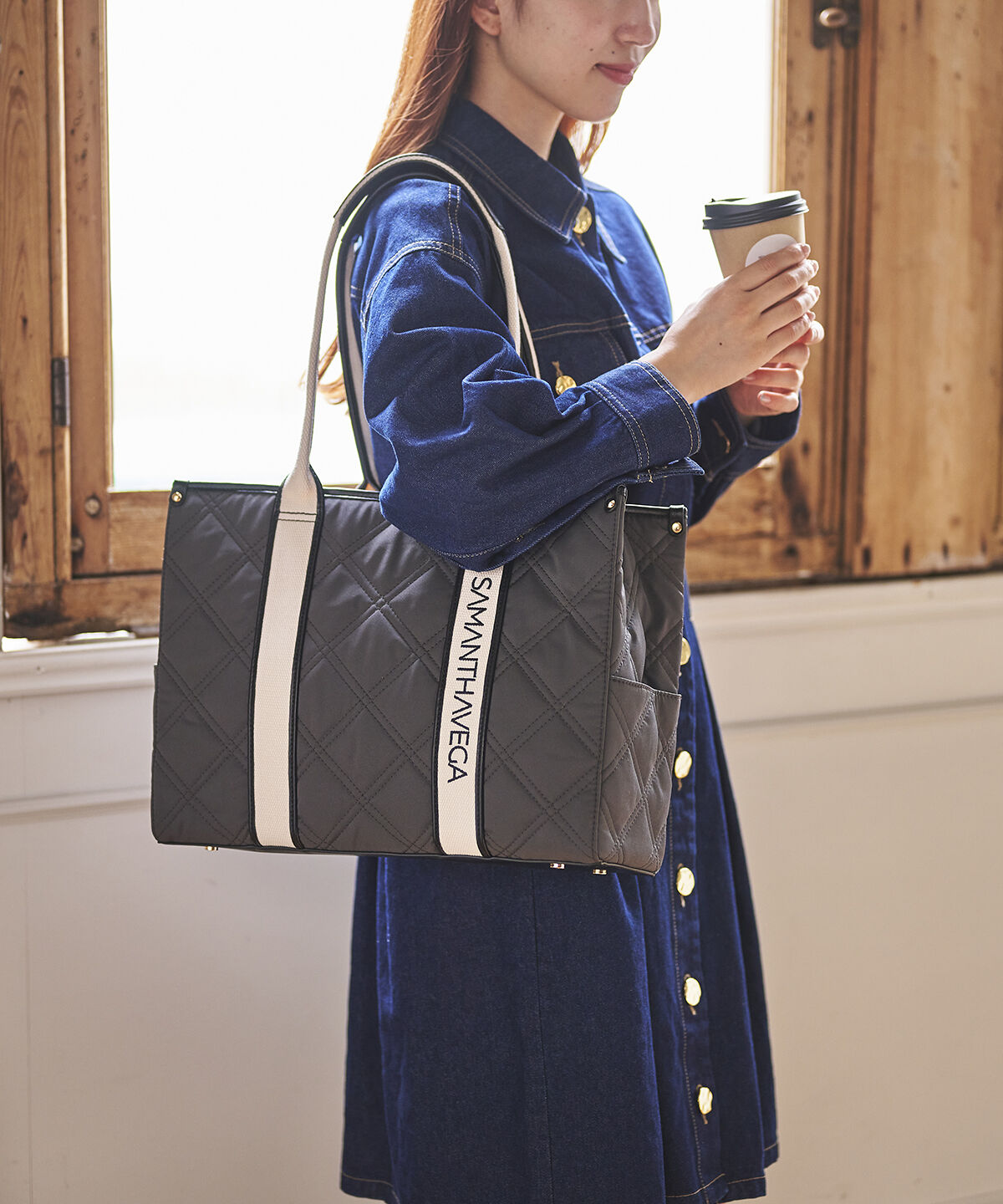 Samantha Vega「ロゴテープキルティングA4トートバッグ」|トートバッグ|