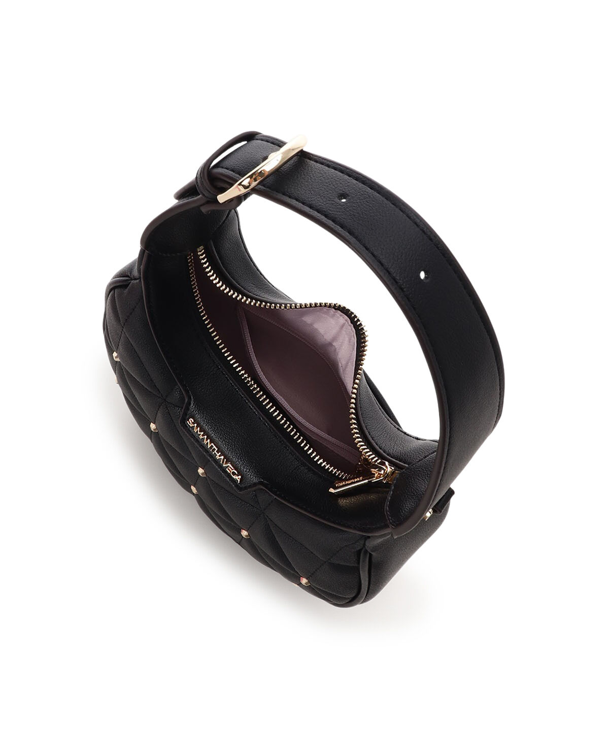 Samantha Vega「キルティングスタッズハーフムーンバッグ」|ハンドバッグ|