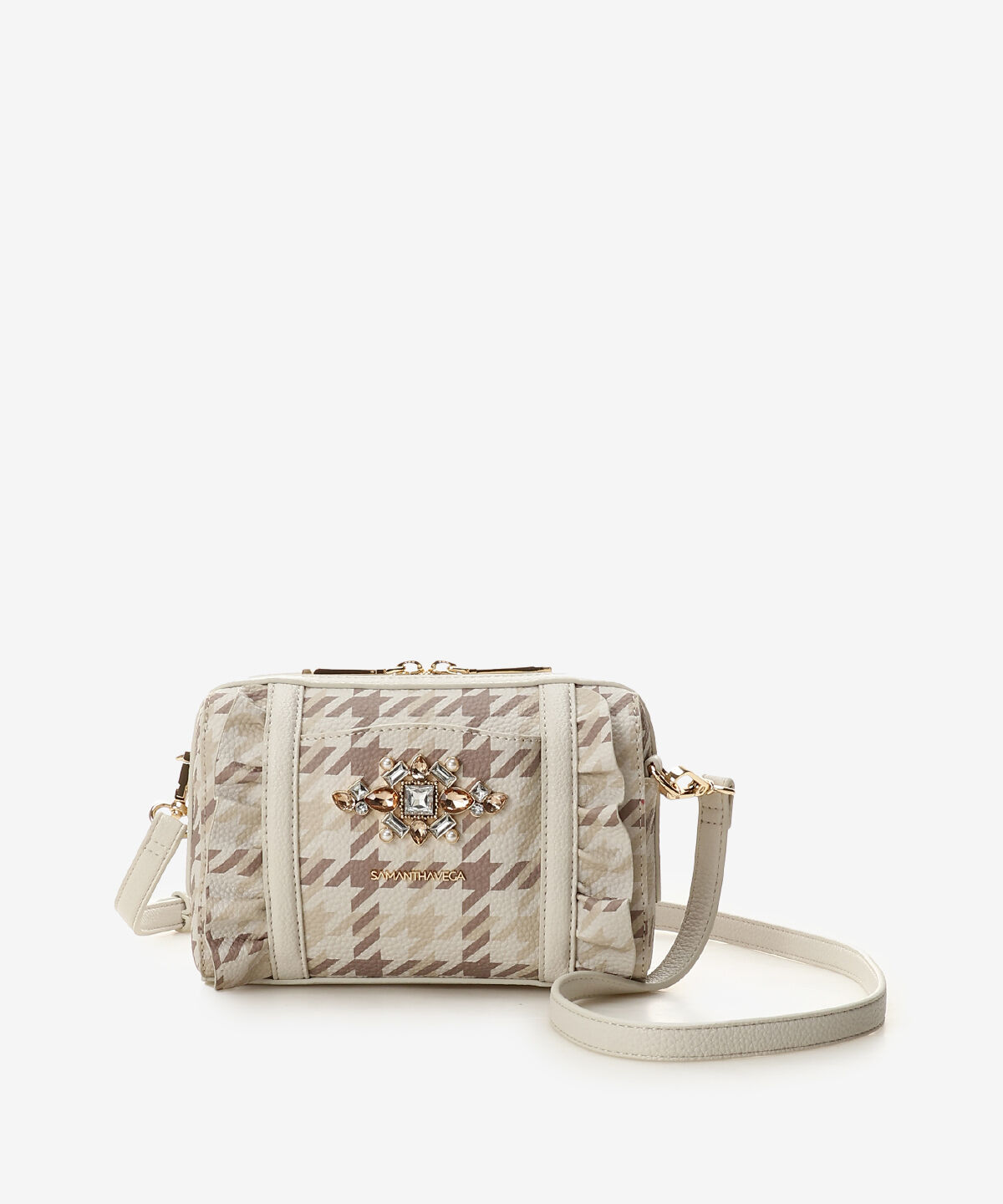 Samantha Vega「チェックビジューフリルショルダーバッグ」|ショルダー・メッセンジャー|ホワイト