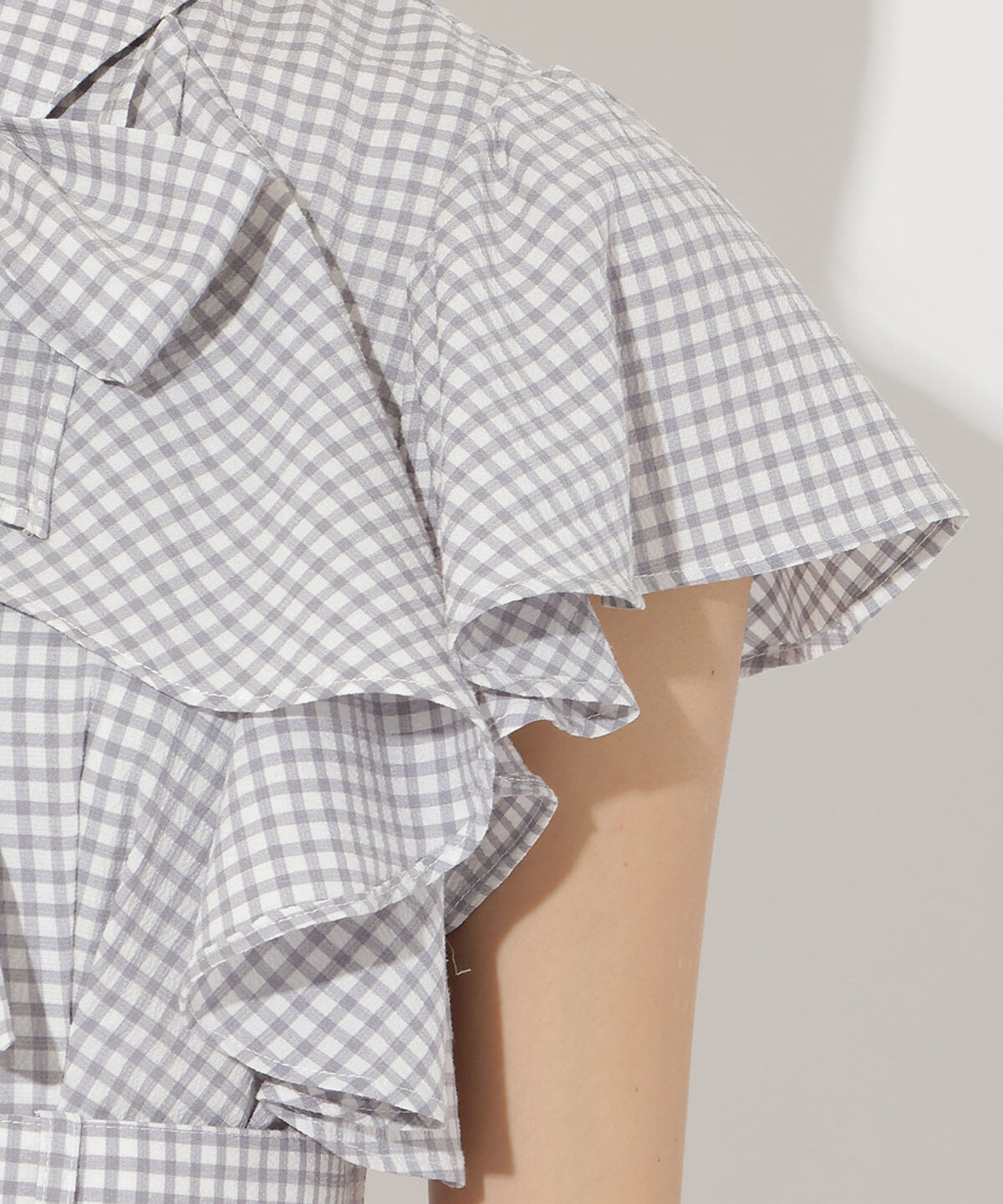 アンドクチュール「袖フリルチェックシャツワンピース」|ワンピース|