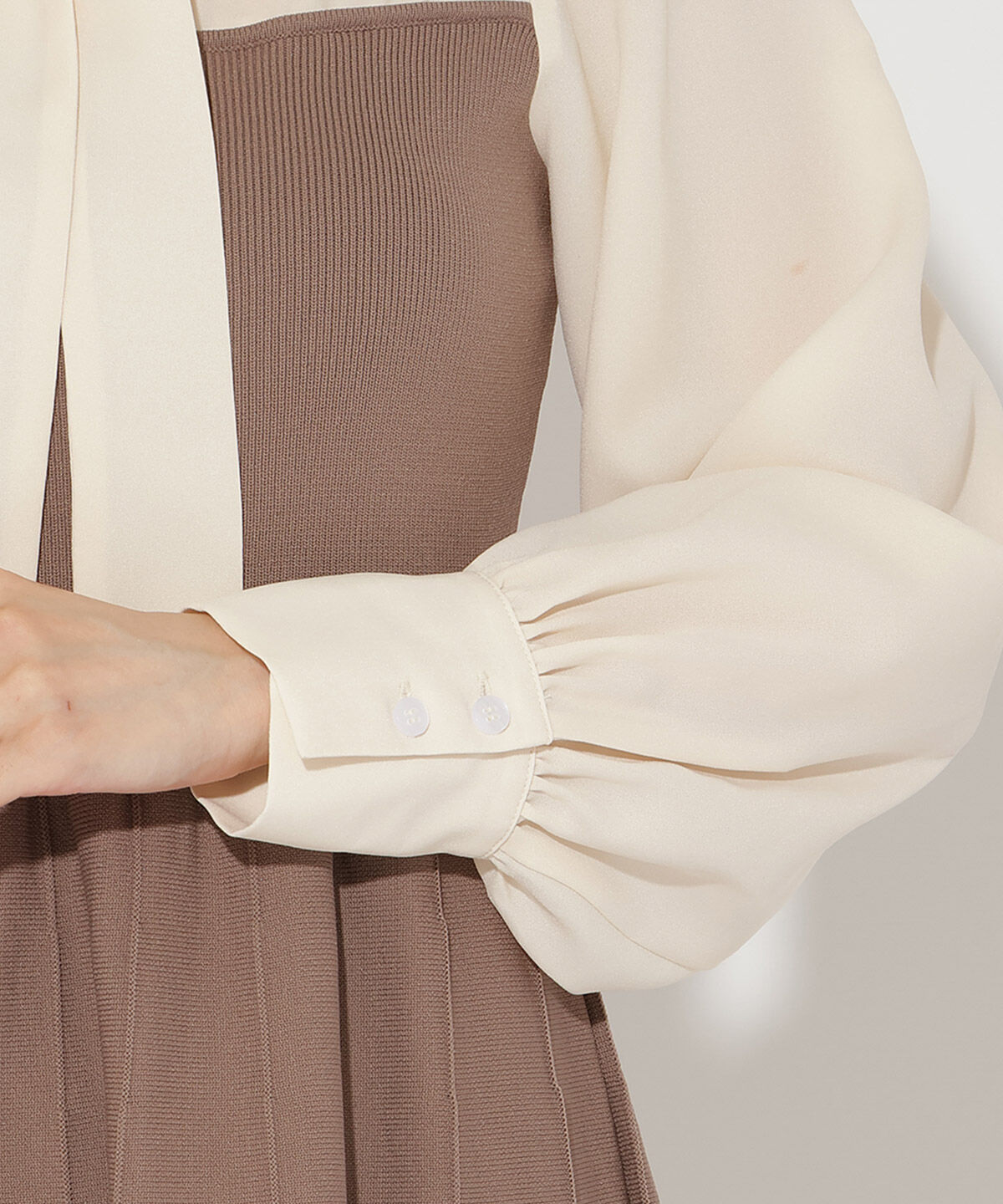 アンドクチュール「ボウタイ&times;ニットドッキングワンピース」|ワンピース|