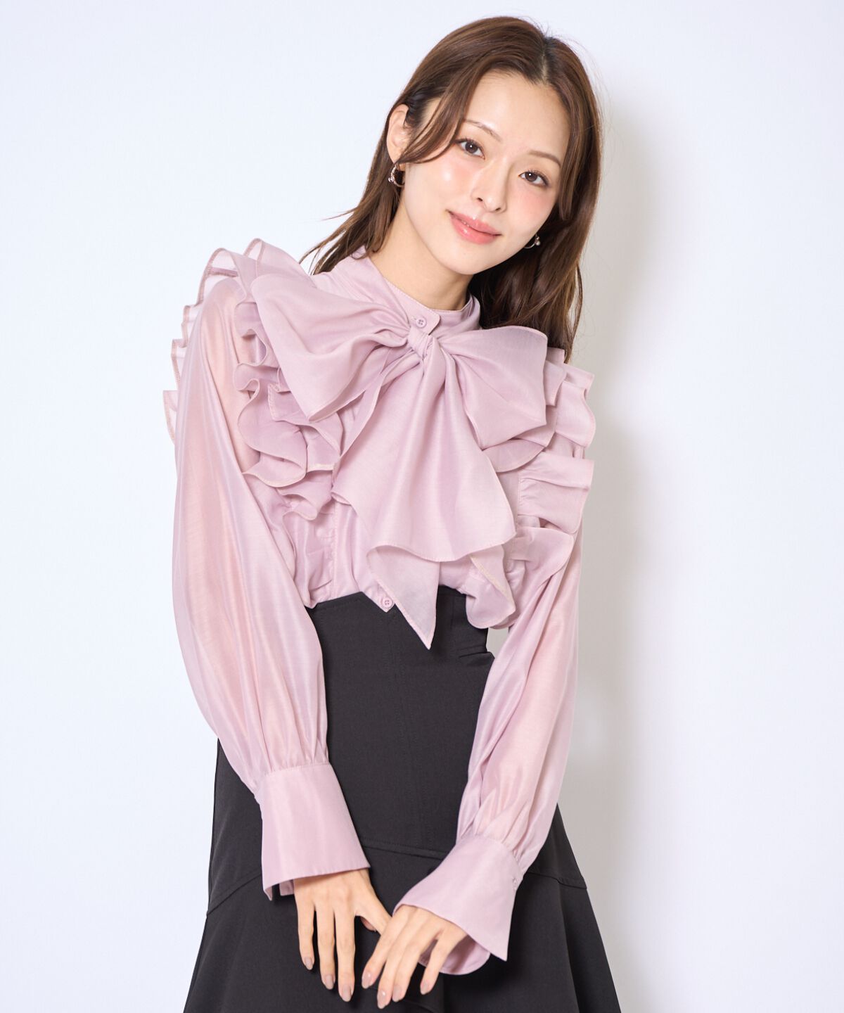 アンドクチュール「ボウタイフリルシアーブラウス」|シャツ・ブラウス|