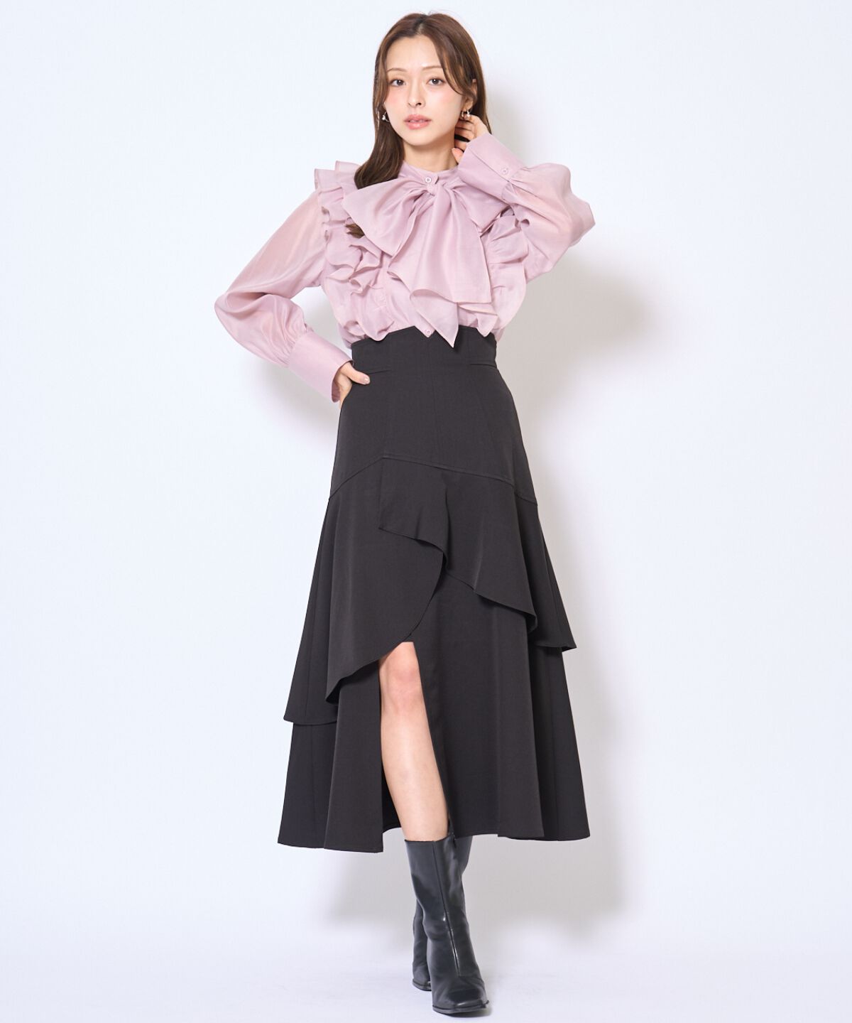 アンドクチュール「ボウタイフリルシアーブラウス」|シャツ・ブラウス|