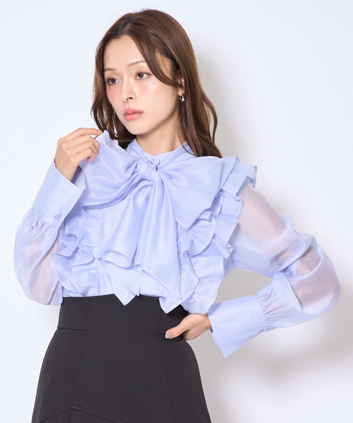 アンドクチュール「ボウタイフリルシアーブラウス」|シャツ・ブラウス|