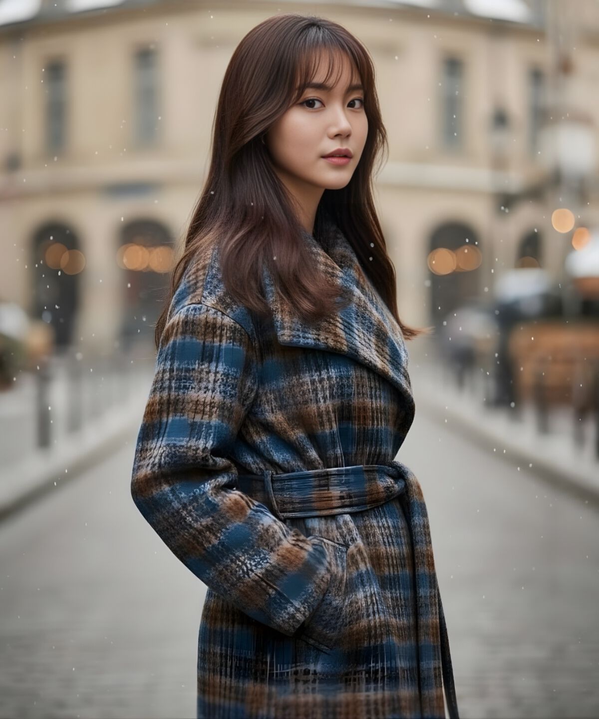 アンドクチュール「アルパカシャギーチェックロングコート」|その他|