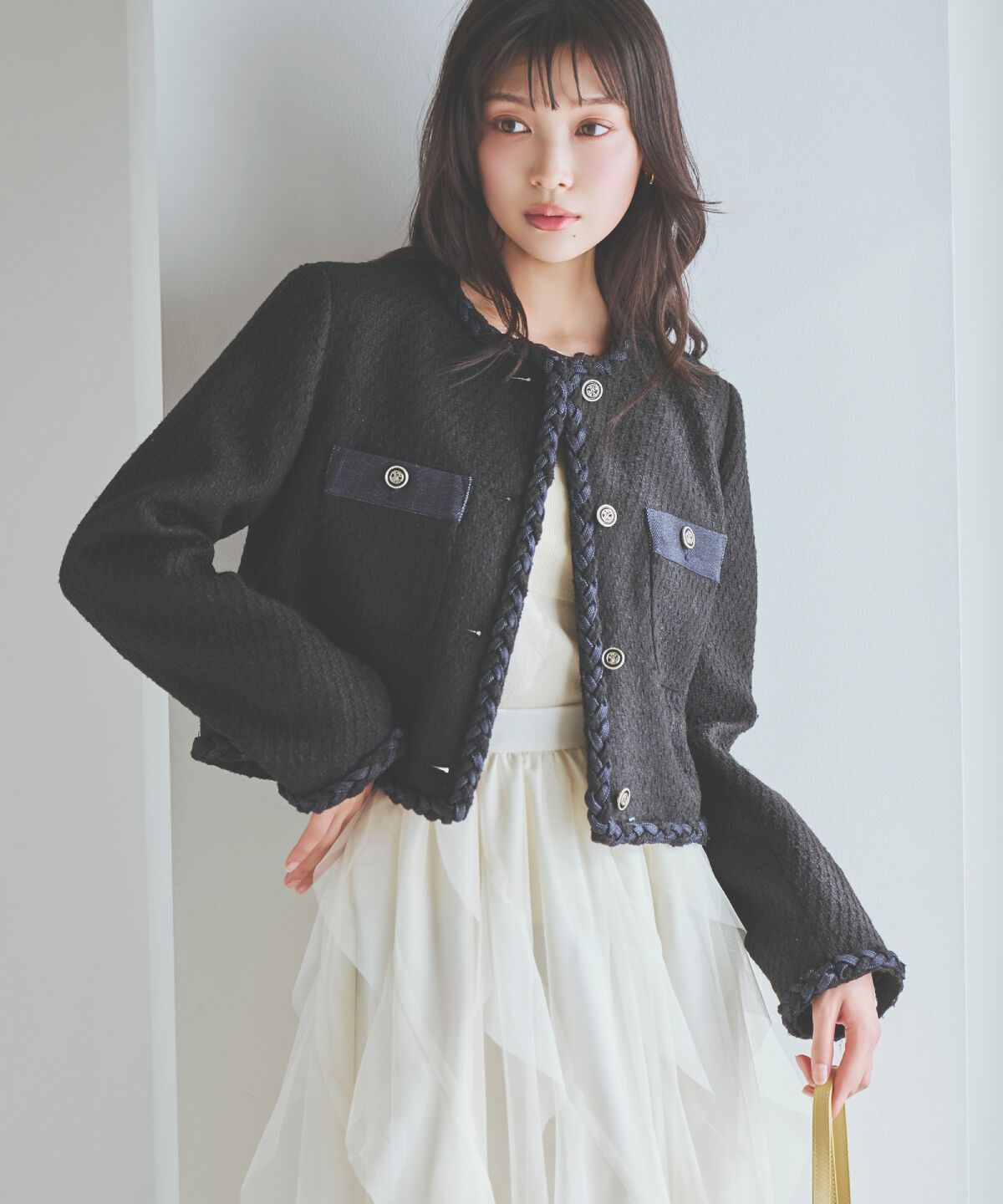 アンドクチュール「ラッフルフリルチュールスカート」|フレア|