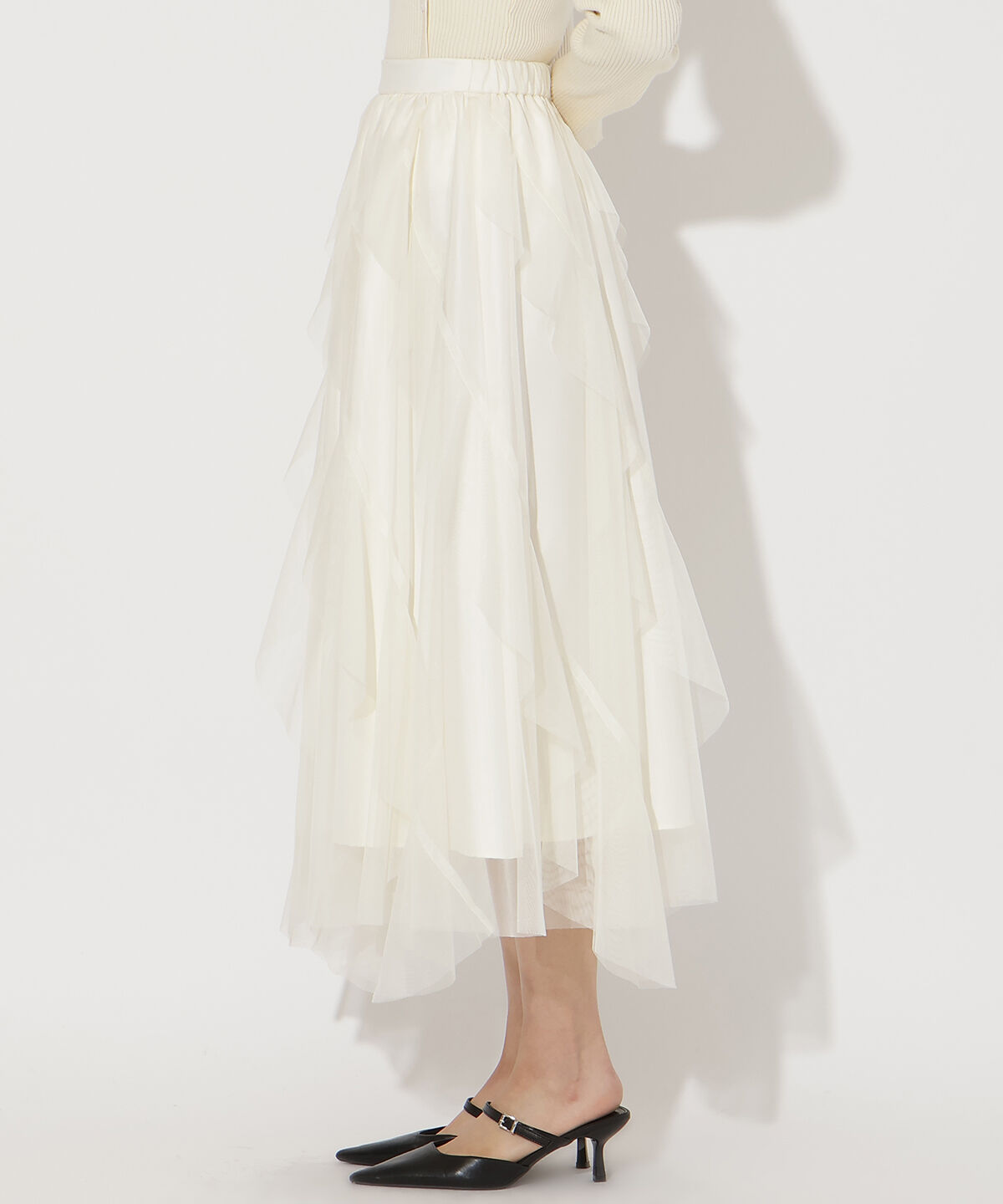 アンドクチュール「ラッフルフリルチュールスカート」|フレア|