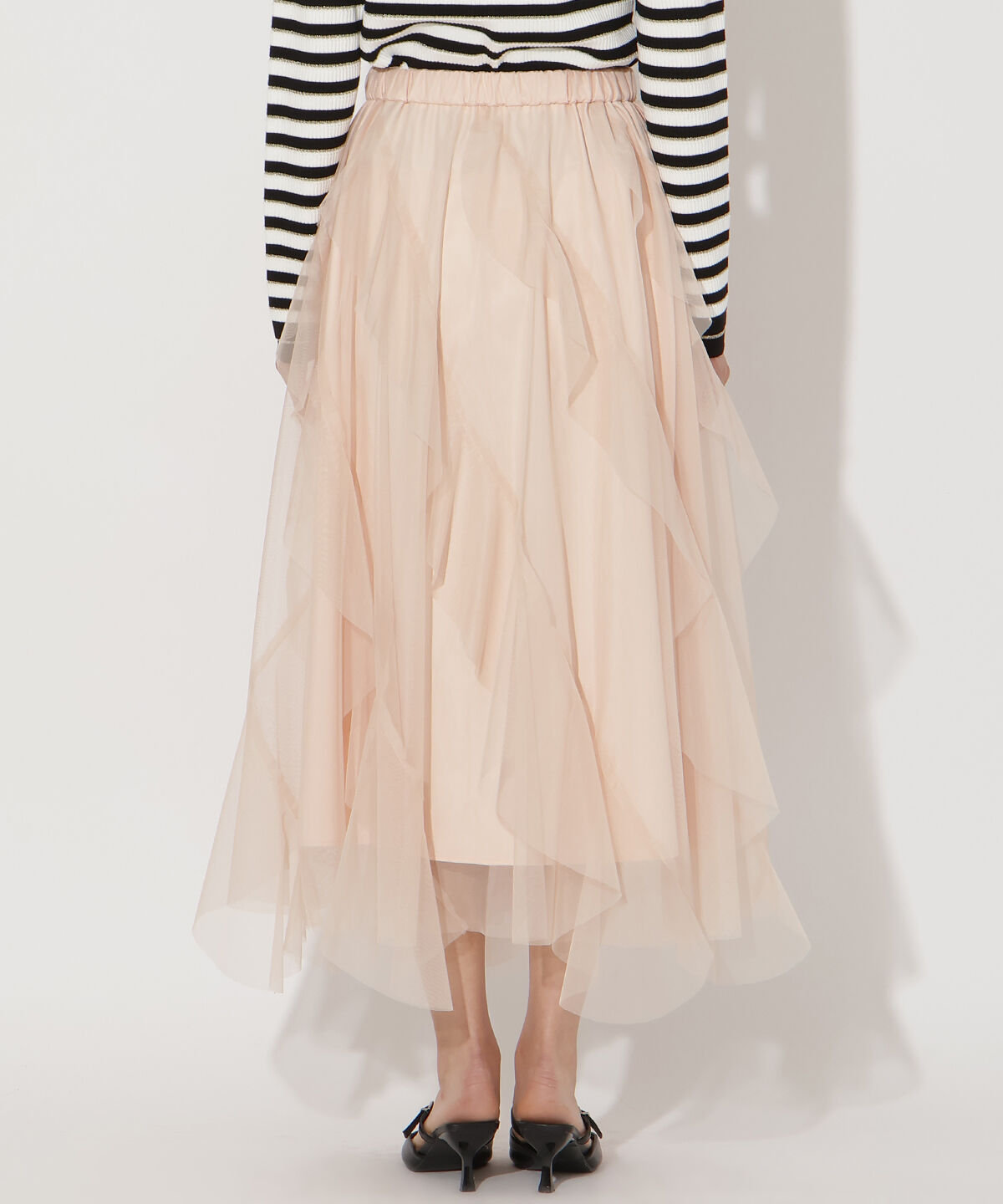 アンドクチュール「ラッフルフリルチュールスカート」|フレア|