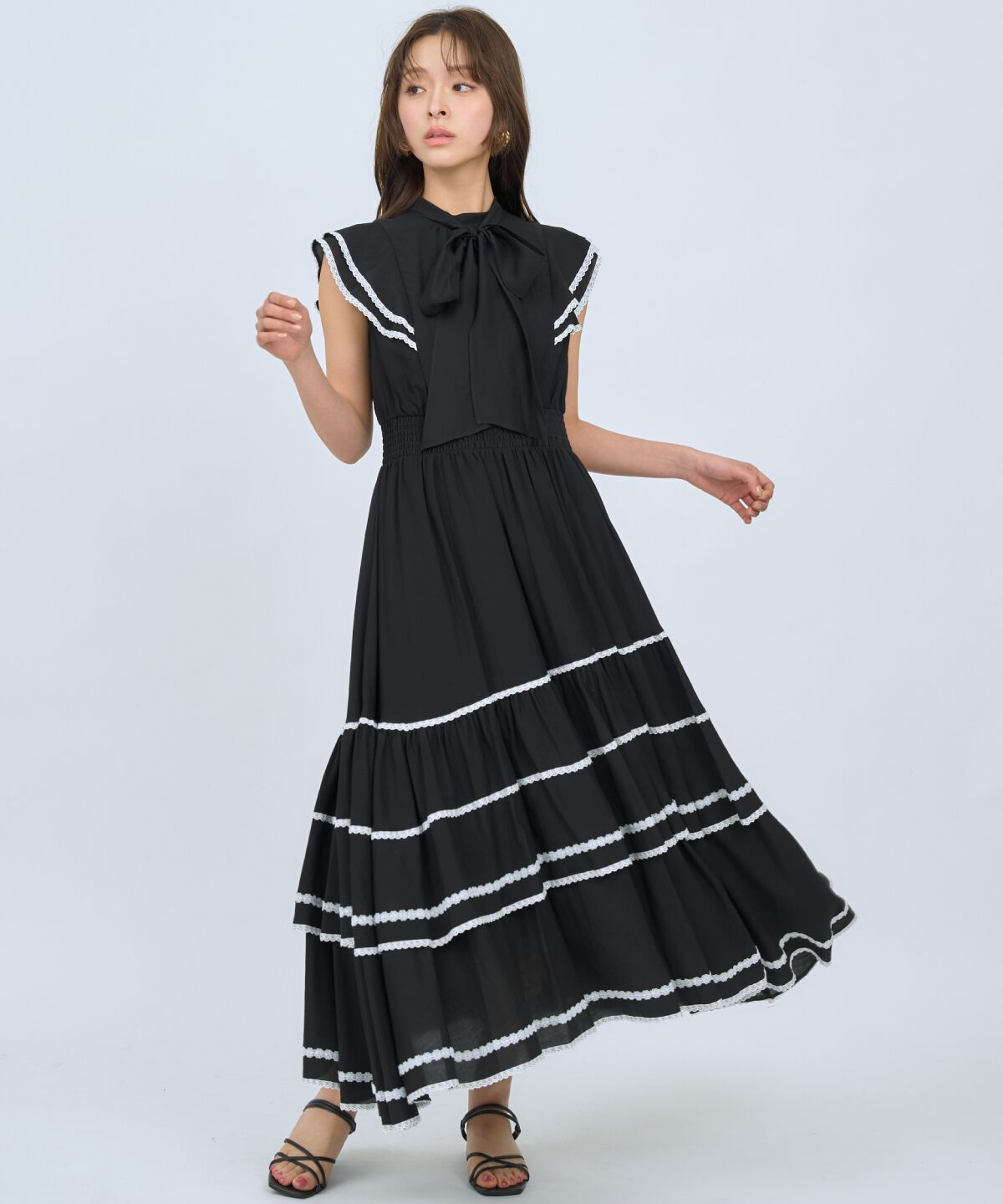 アンドクチュール「レーストリミングティアードワンピース」|ワンピース|