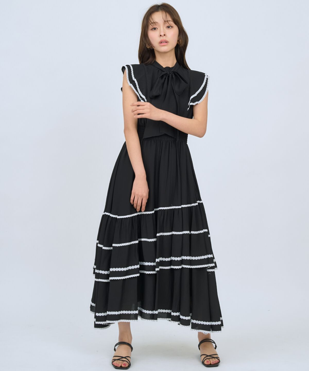 アンドクチュール「レーストリミングティアードワンピース」|ワンピース|