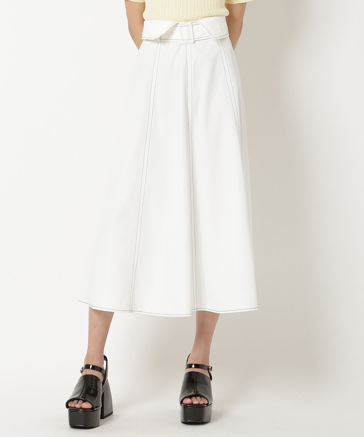 REDYAZEL「ステッチカラーフレアスカート」|フレア|