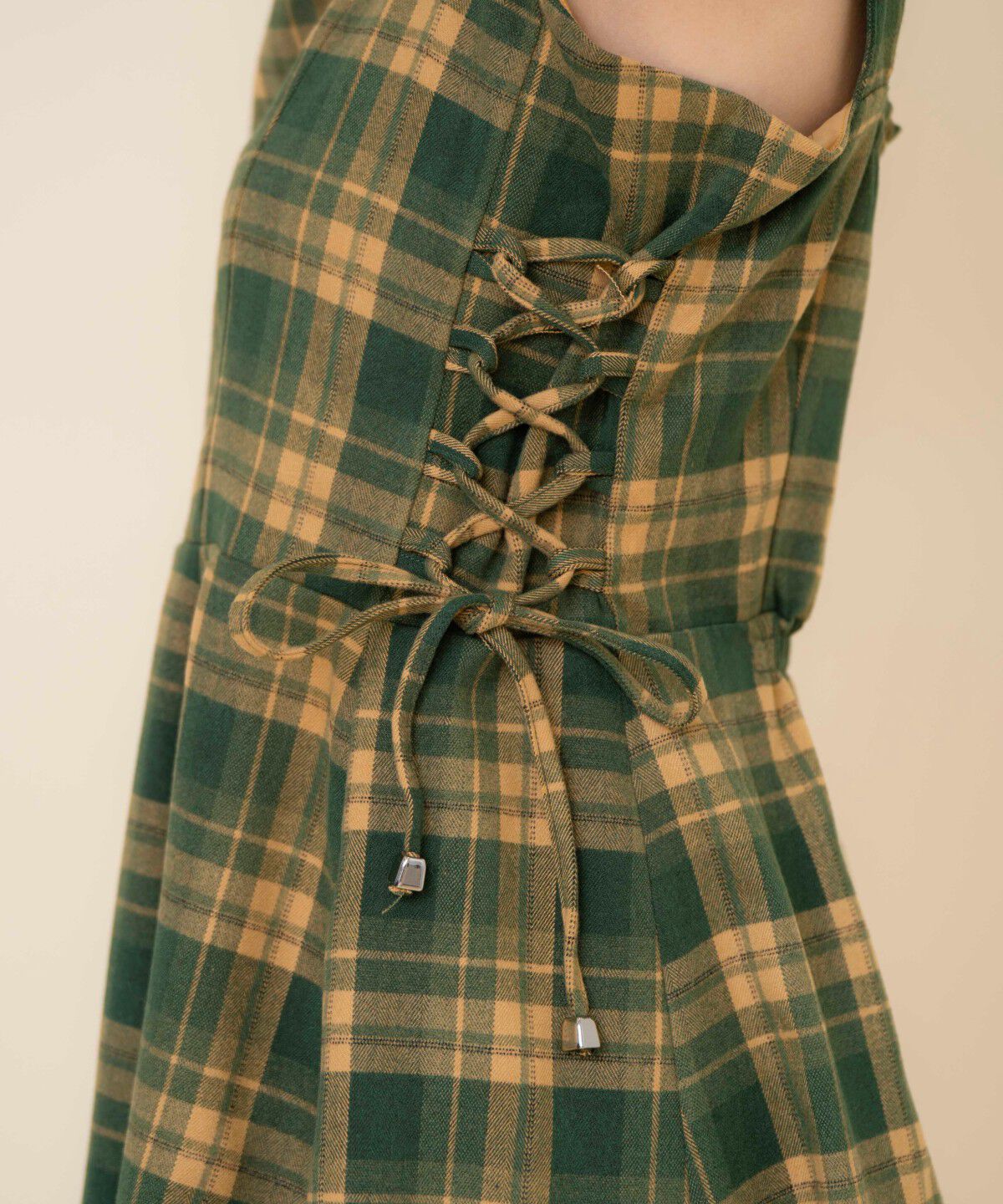 REDYAZEL「チェックドロストミニワンピース」|ワンピース|