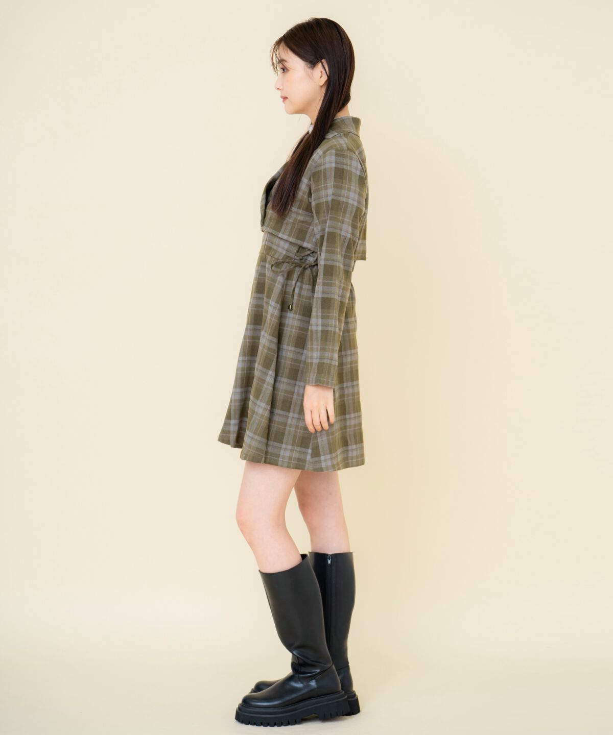 REDYAZEL「チェックドロストミニワンピース」|ワンピース|