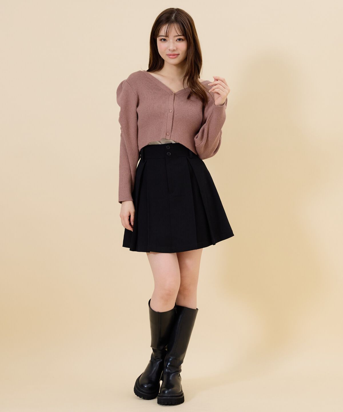 REDYAZEL「ボリュームショルダーリブカーディガン」|カーディガン|