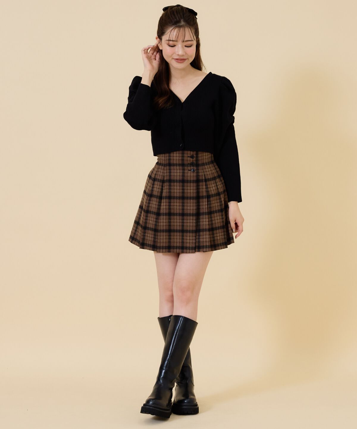 REDYAZEL「ボリュームショルダーリブカーディガン」|カーディガン|