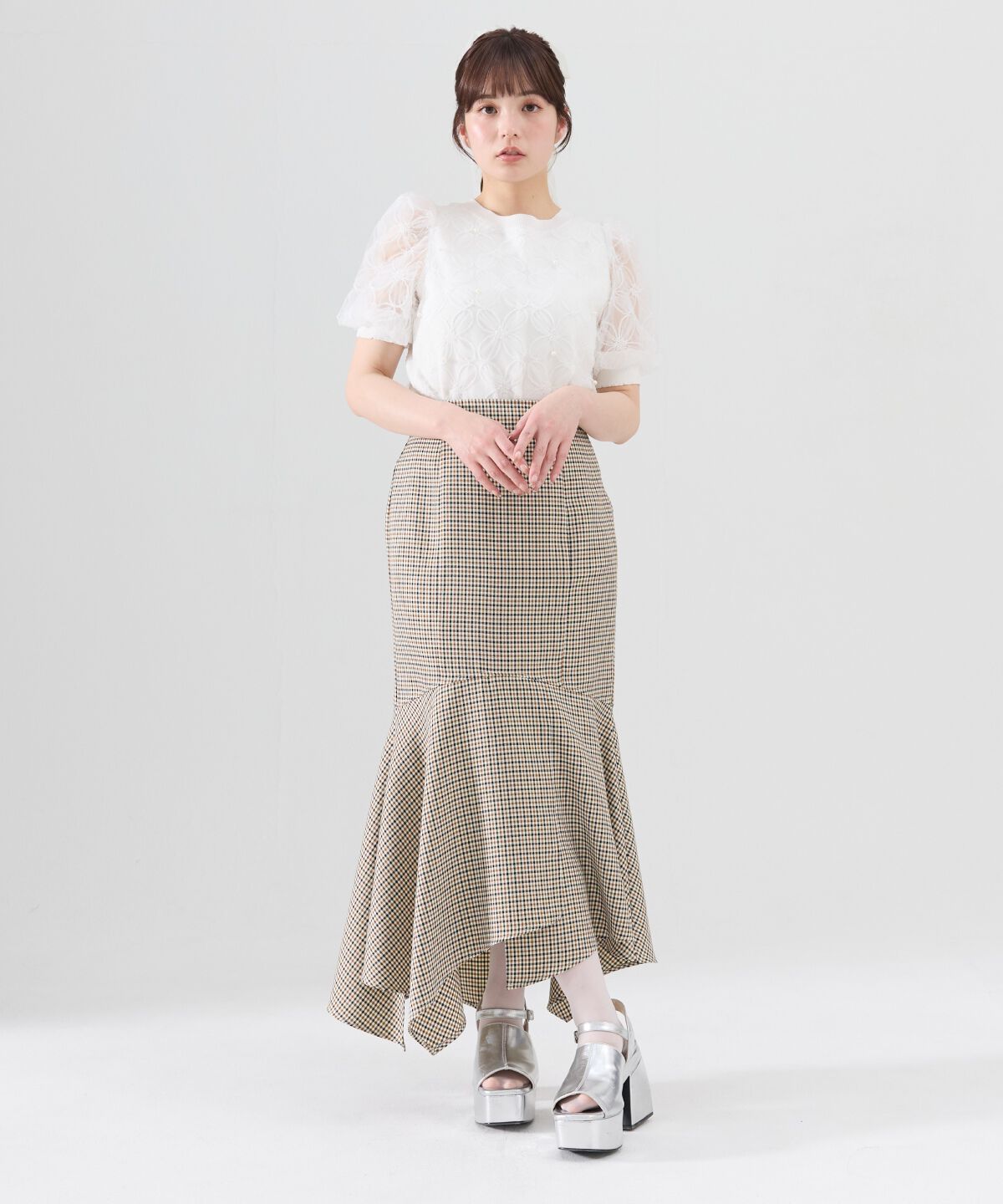 REDYAZEL「フラワーチュールドッキングニットトップス」|ニット・セーター|