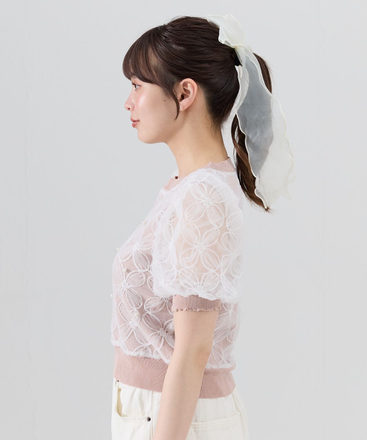 REDYAZEL「フラワーチュールドッキングニットトップス」|ニット・セーター|