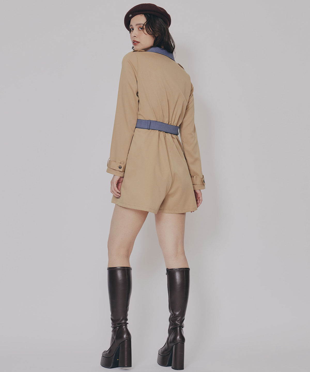 REDYAZEL「バイカラーベルトショートオールインワン」|オールインワン|