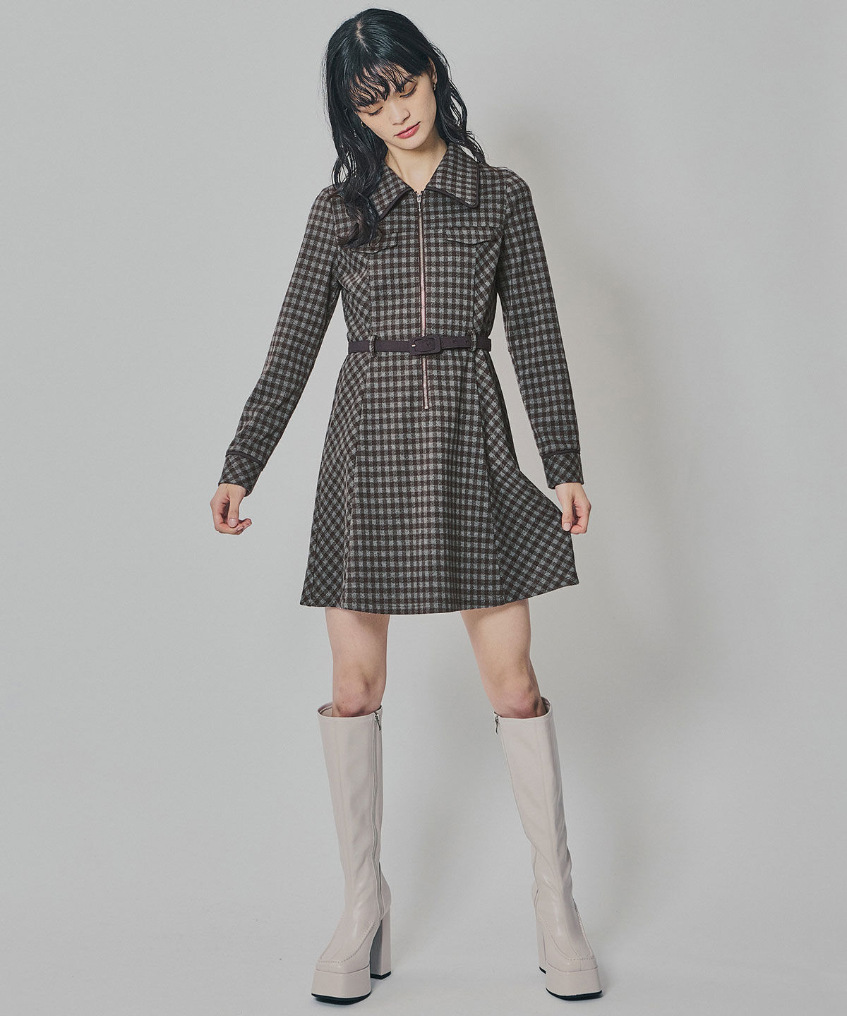 REDYAZEL「クラシカルチェックZIPミニワンピース」|ワンピース|