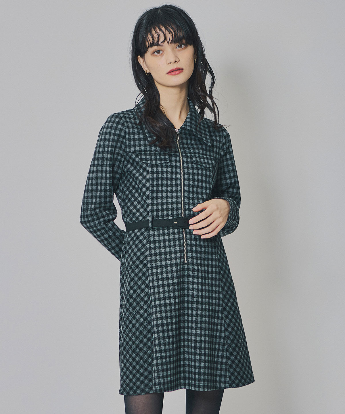 REDYAZEL「クラシカルチェックZIPミニワンピース」|ワンピース|黒系チェック